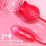 Dildo Vibrator Rose Sex Toys - 3-In-1 Thrusting Vibrators For Women Adult Sex Toys With 9 Licking & Vibrating & Thrusting Modes For Clit Nipple Anal Vibrater For Couples Men Female