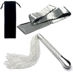 Bdsm Metal Diamond Handle Chain Whip Flirting Fantasy Fetish Hand Paddle With Soft Satin Adjustable Sex Mask, Kinky Restraint Bondage Sex Role Play For Couples Restraint (3Pcs)