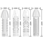 Transparent Threaded Condoms for Men - 4 Piece Set with Fine Crystal Sleeve