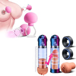 Nipple Sucker & Electric Penis Pump Sex Toys - 1 Pair Bdsm Nipple Toys For Couples Pleasure Automatic Penis Extender With 4 Suction Modes, Led Display Pocket Pussy