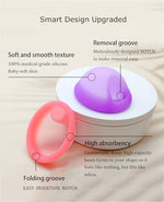 Menstrual Disc, Reusable Medical-Grade Silicone Soft, Flexible, Reusable Period disc for Women - Wear 12 Hours - Removal Notch (Pink+White, M+S)