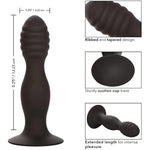 Silicone Ribbed Anal Stud, 5.25 Inch Butt Plug With Suction Cup Black - Se-0416-25-2