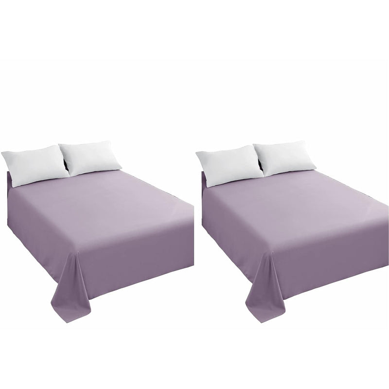 Top Sheet 2 Pack - Queen Size Extra Soft Brushed Microfiber Flat Sheet, Machin