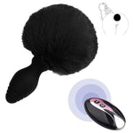 Bunny Tail Butt Plug Vibrator, Soft Silicone Anal Plug With Black Furry Tail Plug, Wireless Remote Control Design, Rabbit Tail Trainer For Adult Sex Toys For Role Play Cosplay Women, Men And Couples