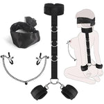 Sex Bondage Bdsm Kit, Bondage Restraints Set With Adjustable Handcuffs Collar Blindfold Nipple Clamps, Adult Games Sex Toys For Men Women And Couples(3 Pcs)