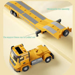 Construction Carrier Truck Toy - Die-Cast Construction Toy Set W/Semi Truck, Excavator, Bulldozer, Alloy Engineering Model Vehicle Toys W/Lights & Sounds, Model Cars For Boys Age 4-7