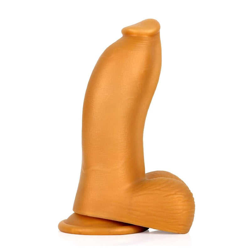 Realistic Dildo With Powerful Sucker Base, Liquid Silicone Thick Dildo Penis Soft Skin-Friendly G-Spot Giant Dildo With Thick And Rough Testicle Base (L)