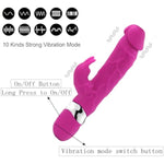 Silicone Vibrator For Women Realistic Rabbit Vibrator With 10 Powerful Vibration Modes G-Spot Stimulation Clitoral Massager Waterproof Rechargeable Vibrating Huge Dildo Adult Sex Toy For Couple(Red)