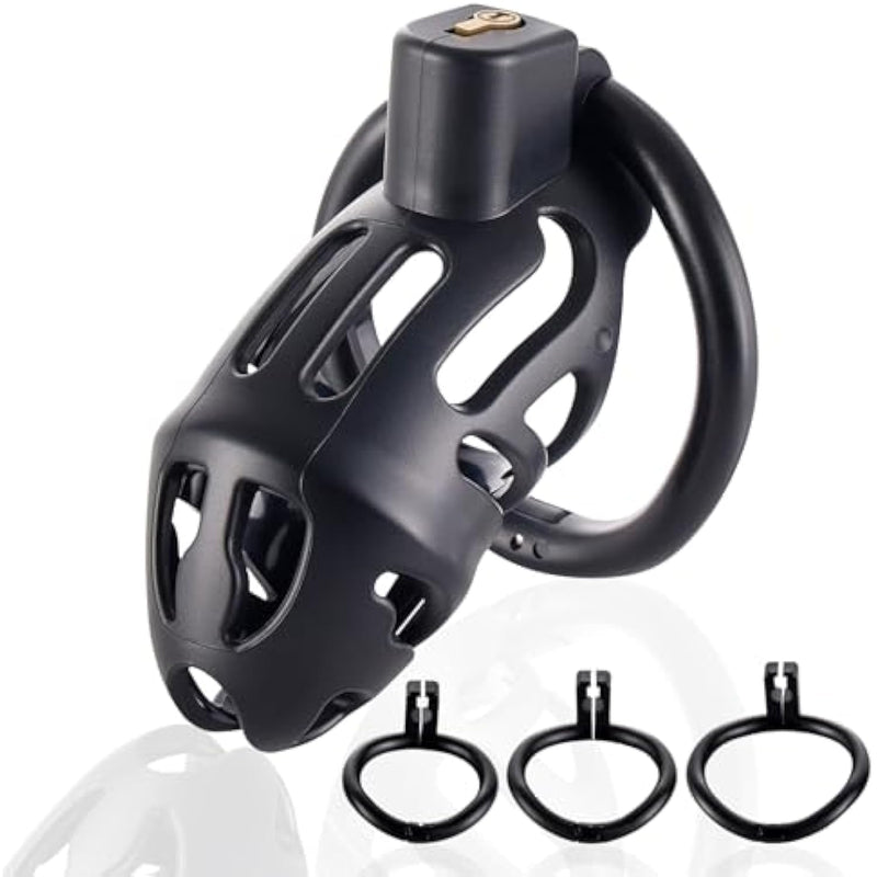Male Cock Chastity Cage,Lightweight Invisible Male Chastity Device With 3 Active Rings,Adult Abstinence Penis Bondage Male Sex Toy(Invisible Lock)