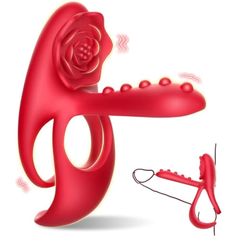 Sex Toys Cock Ring with Rose Stimulation Tongue Sex Toy for Men,10 Vibration Modes with G Spot Vibrator Penis Ring Sexual Device Rings Adult Sex Toys for Male?Sex Novelties