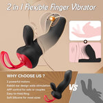 Vibrators G Spot Vibrator - Finger Vibrator Shaped 2 in 1 APP Control Nipple Anal Clitoral Stimulator, Dildo with Dual Motors & 9 Vibrations, Male Female Couples Sex Toys Vibrater