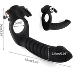 Vibrator Strap On Dildo Double Penetration Cock Rings Rabbit Vibrator Anal Plug Sex Toys Silicone Butt Plug Strapon Enhancer 7 Speed Adult Women Pleasure