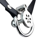 Negative Cock Cage With Urethral Dilator And Leather Belt Flat Inverted Chastity Cage For Men Adult Sex Toy Invisible Lock Penis Exercise For Couples (191-55Mm+Belt)