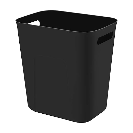 Plastic Small Trash Can Wastebasket, Garbage Container Basket for Bathrooms, Laundry Room, Kitchens, Offices, Kids Rooms, Dorms, 3.5 Gallon, Black