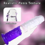 Realistic Clear Dildo No Balls, 9.6 inch Soft G Spot Dildo with Strong Suction Cup, Gradient Purple Lifelike Long Anal Dildo Penis Sex Toys for Beginner Women/Men/Gay