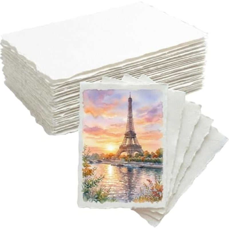 100 Sheets Deckled Edge Watercolor Paper 2 x 3.5 inch