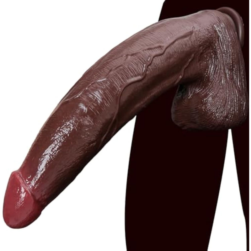 Sex Toy 13.4 Inch Huge Realistic Silicone Dildo, Lifelike Silicone Big Black Dildo With Small Glans For Women Deep Stimulation, Soft Liquid Dildo With Strong Suction Cup For Men And Women Pleasure