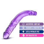 Blush Adult Sex Toys – B Yours 14 Inch Realistic Double Sided Dildo – Extra Long, Flexible, Dual-Ended Dong – G-Spot, Anal, Double Penetration – Lesbian, Women, Men, Couples – Soft Pvc – Purple