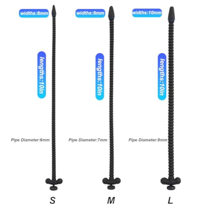 Silicone Urethral Sounds Sex Toys 10 Inch Male Masturbation Rod Penis Prostate Masturbation Urinary Dilator With Plug Bladder Stimulation For Men (S,Black)