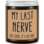 Gifts For Women, Funny Friendship Gift For Best Friend - My Last Nerve Lavender Candle - Birthday Christmas Unique White Elephant Stocking Stuffers Gifts For Adults, Women, Her, Bff, Sister