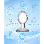Clear Glass Anal Trainer with Large Base Ball 2.16 Inch Diameter for G Spot Stimulation and Prostate Massager