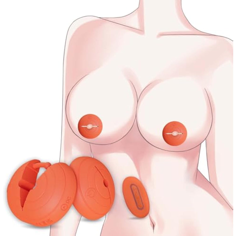 Nipple Vibrator Sex Toys Nipple Clamps Women Sex Toy With 10 Vibration Modes, Mini Adjustable Nipple Clips With Remote Control For Nipple Stimulation, Bdsm Adult For Couples Nipple Stickers Orange
