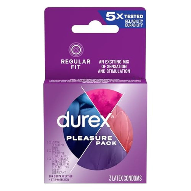 Durex Assorted Premium Lubricated Condoms, 3 Count