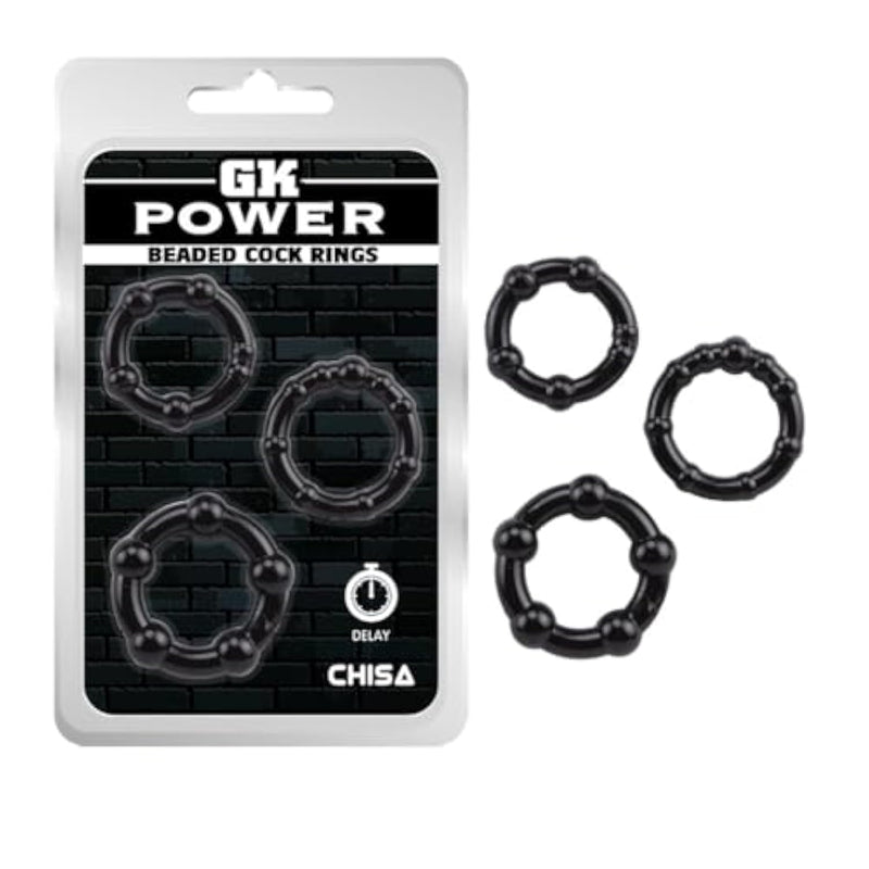 Marcopolo Power Beaded Cock Rings In 3 Sizes - Smooth Stretchy - Great Fit - Enhanced Stamina - Male Enhancement Sex Toy For Men & Couples - 100% Phthalate Free - Black
