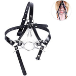 Metal Spider Ring Gag With Head Slave Harness Nose Hook Flirting Mouth Gags Sex Toys For Couple Adult Games Unisex Sex Products (Silver)