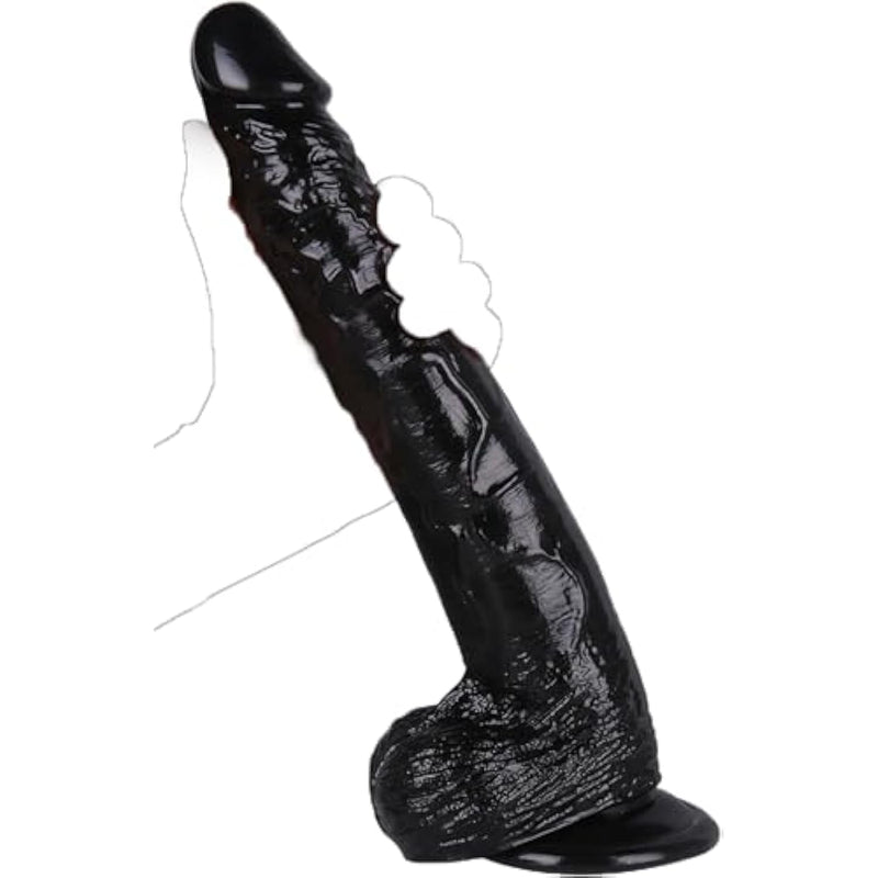 Realistic Dildo,12 Inch Huge Dildo Sex Toy With Strong Suction Cup For G Spot And Anal Play, Lifelike Ultra Big Black Anal Dildos With Small Glans Adult Sex Toy (Black)