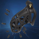 Male Chastity Device Cock Cage Tease Resin Chastity Locked Penis Cage With Removable Soft Silicone Spikes 4 Different Size Rings For Penis Exercise (Long)