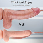 2.6' Diameter Thick Realistic Dildos Dual Density Silicone Dildo With Strong Suction Cup Bend Long Penis Sex Toy For Men Women, 11.4 In