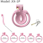 Inverted Negative Sissy Chastity Cage Small For Men Flat Chastity Device Lock Design Pink Penis Cage For Men Bdsm Penis Cage Sex Toys For Couples (Pink,Flat-A)