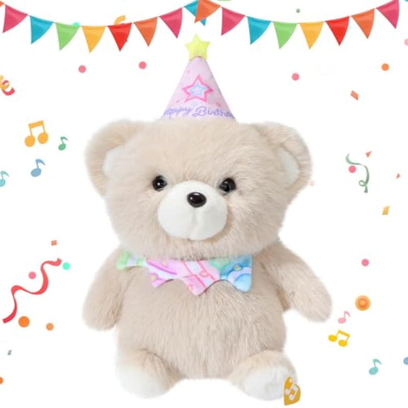 Birthday Bear Plush Toy Clap Activated With Voice Recording Singing Dancing Interactive Stuffed Animal Gift For Toddler Kids Boys Girls
