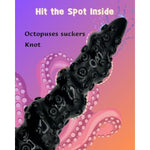 9.3'' Monster Thrusting Dildo, Octopus Tentacle Design With Suction Cup, Huge Fantasy Knot Dildo For Women, Men, Couples - Black