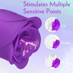 Clitoral Licking Vibrator Sex Toy For Women, Rose Sex Toy Clitoral Stimulator With 3 Tongue Licking & 10 Vibrating Modes, Female Mini Clitoris Nipple Anal Vibrator For Woman Her Pleasure
