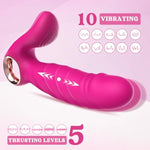 Thrusting Vibrator Dildo For Women - Adult Sex Toys For Clitoral G Spot Stimulation With 10 Vibrating & 5 Thrusting Modes, Realistic Rabbit Vibrators For Couples Sex Machine, Pink