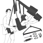 Adult Sex Swing Bondage Restraint Bdsm Sex Toy With Steel Triangle Frame Love Slings For Adult Couples With Adjustable Straps (Black With Steel Triangle)