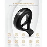 Vibrating Cock Ring Sex Toys For Men Couple, Flexible Silicone Penis Ring Vibrator With 9 Powerful Settings For Clitoris & Testicles Stimulation, Male Adult Sex Toys
