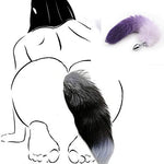 Ooiixx Sexy Fox Tail Cosplay Anal Plug Anal Butt Plug Adult Sex Toys for Women Men Couple Stainless Steel Anal Plug (18" Purple)