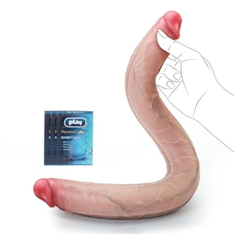 19.7Inch 24.9Oz Double Ended Dildo, Silicone Soft & Flexible 1.7In Diameter Realistic Double Sided Big Long Thick Dildos With Veins,Vaginal Anal Huge Adult Penis Sex Toys For Lesbian Gay Couples Games