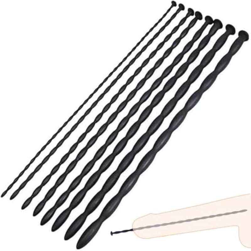 6Pc Set Male Silicone Urethra Sound Tail Plug Vibrator - Penis Dilator Stretcher Female Sex Toys - Catheters & Sounds - Rod Urethral Obstruction Cock Expansion Stimulation Masturbation