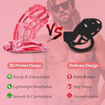 Male Chastity Device Cock Cage - Large Plastic Chastity Cage For Man Penis Exercise 3D Printed Pink Bondage Gear & Accessories Lightweight Adult Sex Toy With 4 Sizes Rings Invisible Lock And Key