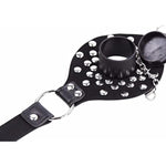 Leather Studded Stoppable Gag - Control & Experimentation | Adjustable Strap | Bdsm Accessory | Bondage Control & Pleasure | Feeding Fantasies | Kinky Play | Perfect Fit