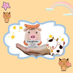Adorable Hand-Crocheted Cow–3-Inch Positive Emotional Support Companion With Motivational Card, Playful Desk Decor For Office/Home, Gift For Friends/Colleagues/Birthdays (Moo For Daughter)