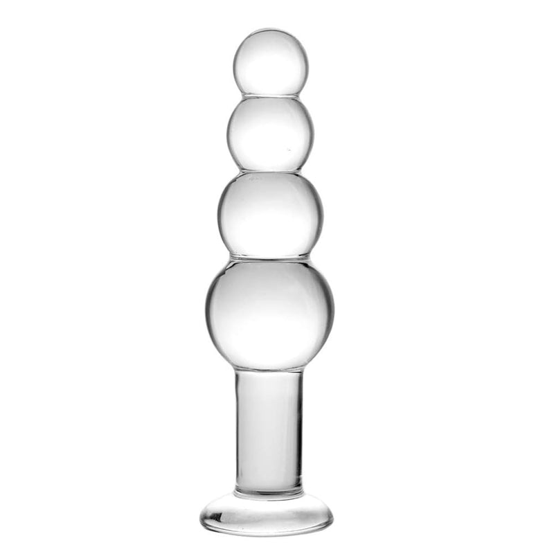Glass Anal Beads, Crystal Butt Plug Personal Massage With Graduated Beads For Couple Lover (Clear)