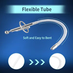Men Male Flexible Urethral Sound Catheter Plug Glans Ring Cum Through Hole Hollow Silicone Tube Probe Prostate Stimulation Masturbation Orgasm Rod Penis Cock Sex Toy Urethra Dilator