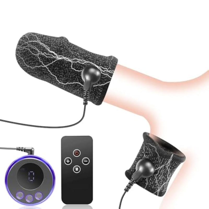 Electric Shock Chastity Device E-Stim Rings For Men? Male Chastity Electro Sex Toy With 8 Modes 19 Intensity Levels – Testicle Toys For Bondage Estim Pleasure