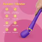 Sex Toy Bundle - Hammer Wand Vibrator Purple & Penis Play Attachment, Body-Safe Silicone, Waterproof