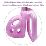 Pink Chastity Device For Men, Upgraded Ergonomic Nylon Resin Chastity Locked Cage With 4 Sizes Rings For Prevent Erection Penis Exercise Cook Cage Bondage Restraint Kit Sex Toy (Mini)